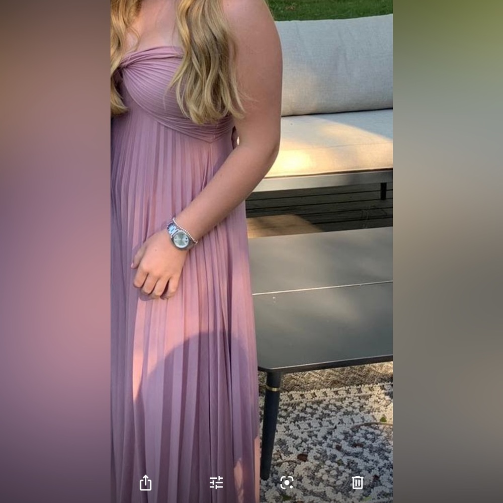 ASOS pink pleated gown
